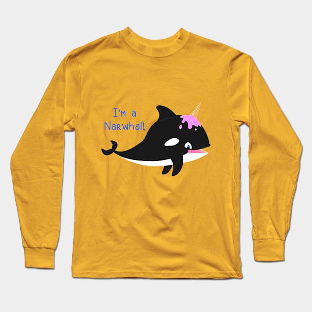 Narwhal Whale Long Sleeve T-Shirt by Ahhhvocadoh